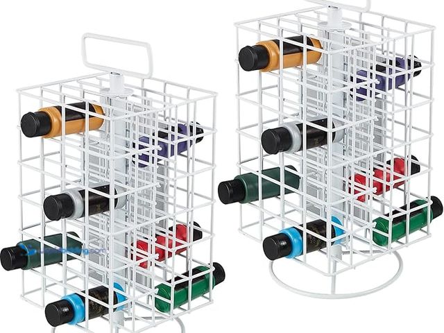 Lot 49-3600440 - 2 Pcs Spinning Paint Organizer Rack 360 Degree Rotating 6 Tier Paint Storage Tower Holder Stand Hold...