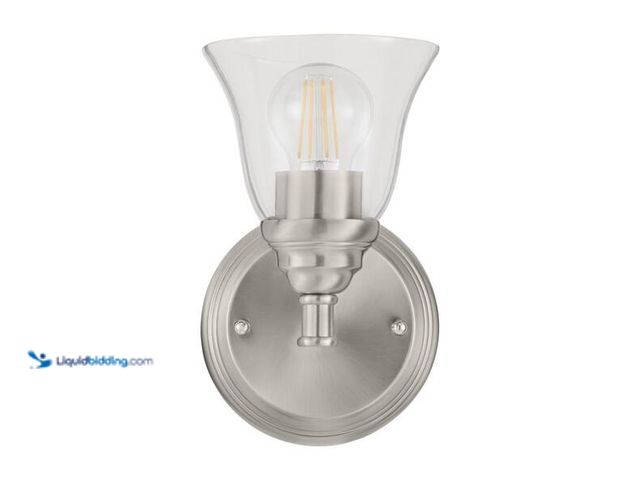 Lot 49-5446977 - Hampton Bay
Marsden 5.5 in. 1-Light Brushed Nickel Transitional Wall Sconce with Clear Glass Shade....