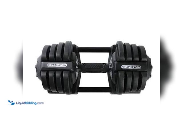 Lot 49-5581945 - HolaHatha 3-in-1 Multifunctional Home Gym Workout Adjustable Dumbbell Set, Black UNUSED. HAS SCRATCH...