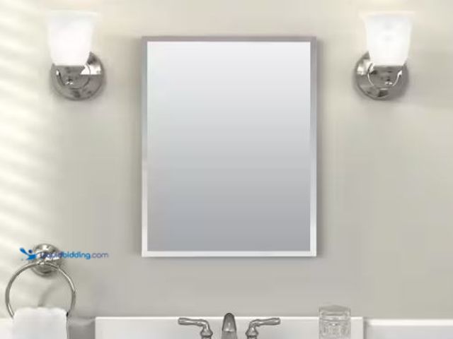 Lot 49-3432689 - Glacier Bay 16 in. W x 20 in. H Rectangular Recessed or Surface Mount Frameless Beveled Mirror Medic...