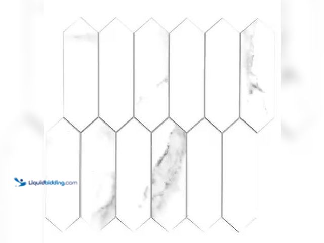 Lot 49-1573961 - Carrara White 12 in. x 11.22 in. Long Hexagon SPC Peel and Stick Backsplash Wall Tile (10-Pack), Mod...