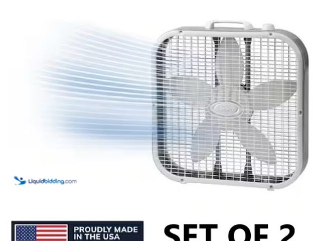 Lot 49-3631362 - Lot of (2) Lasko 3-Speed Air Circulating 20" Box Fans for Home in White with Save Smart Technology, ...