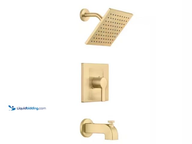 Lot 49-2020928 - Glacier Bay Modern Single-Handle 1-Spray Tub and Shower Faucet in Brushed Gold, Model # HD873X-62440...