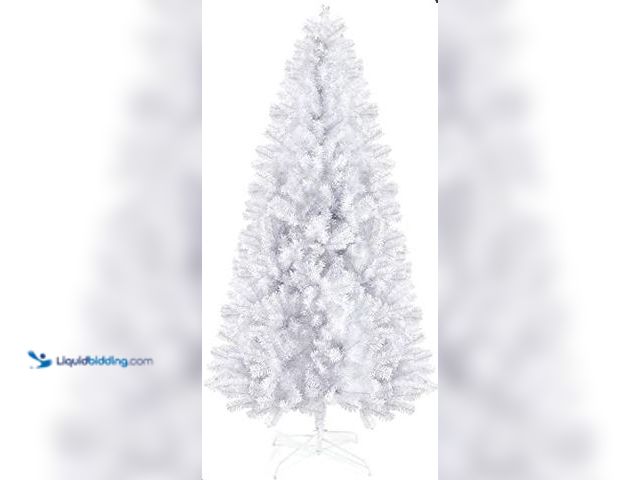 Lot 49-1546240 - PREXTEX 6 Foot White Christmas Tree - 6ft Artificial Spruce with 1200 Tips and Metal Stand - Xmas Tr...