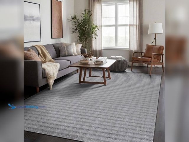 Lot 49-5437783 - Beverly Rug Aurora 4 ft. x 6 ft. Grey Non-Slip Rubber Back Washable Polyester Checker Indoor Area Ru...