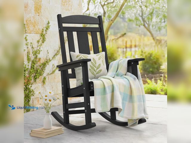 Lot 49-5546855 - LUE BONA Rocking Chair Outdoor, Weather Resistant Poly Plastic Rocker Chairs, 350lb Heavy Duty, Over...