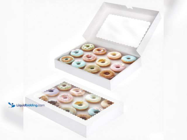 Lot 49-5463595 - 40pcs Bakery Boxes with Window, 16x11x2.5 Inches, Donut Boxes, White Cookie Boxes for Chocolate Cove...