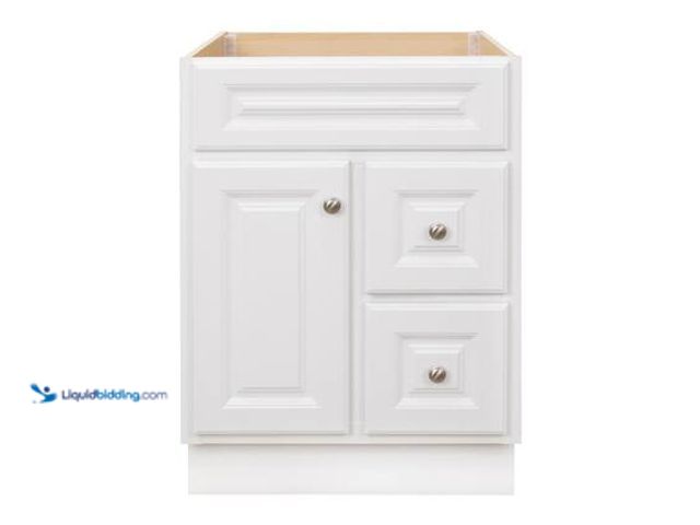 Lot 49-5544116 - Glacier Bay Hampton 24 in. Bathroom Vanity Cabinet without Top in White (Assembled). Model # HWH24D....