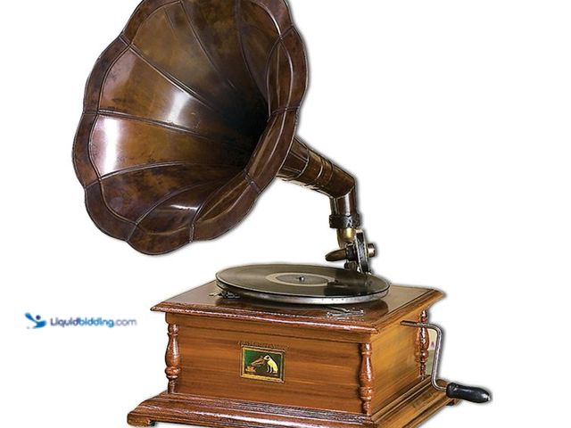 Lot 49-3482619 - Benzara Wood And Metal Gramophone Model #758647056699 , Slightly Used, Possibly Missing Hardware  Re...