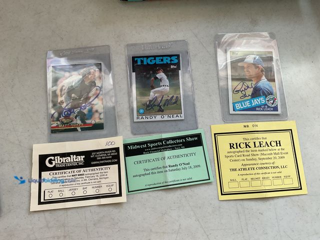 Lot 49-5350452 - Other LOT OF 3 AUTOGRAPHED BASEBALL CARDS BY SUPERSTARS MATT NOKES, RANDY O’NEAL AND RICK LEACH. ALL...