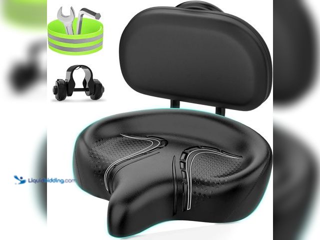 Lot 49-3527720 - BLUEWIND Oversized Bike Seat, Wide Bicycle Saddle Novel Backrest Design for Electric Bike, Universal...