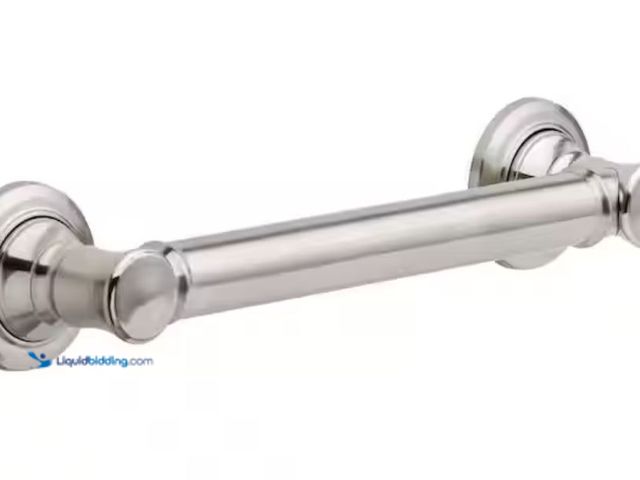 Lot 49-3614512 - Delta Traditional 12 in. x 1-1/4 in. Concealed Screw ADA Compliant Bathroom Shower Grab Bar in Brill...