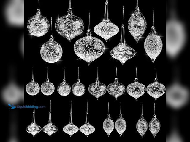 Lot 49-3433516 - (16-Pack) Uiifan Clear Glass Christmas Ornaments Balls Bulk Blown Glass Christmas Tree Ornaments Ass...