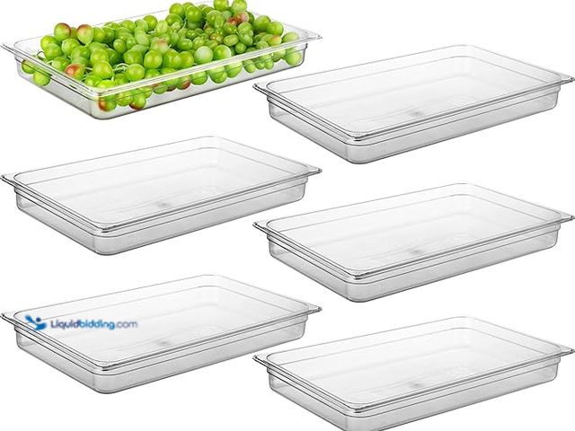 Lot 49-3480511 - CURTA NSF Food Pans, Full Size, 2 1/2 Inch Deep, Commercial Polycarbonate Plastic, Freezer-Safe, Cle...