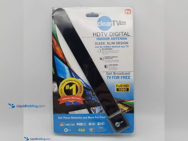 Lot 49-5388251 - Clear TV Key Indoor Digital HD Antenna 11.8"T x 1.38"W Black - NEW - Get Free Local and National HDT...