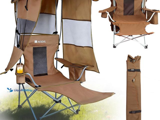 Lot 49-5581464 - AKSOUL Folding Camping Chair with Shade: Canopy Camp Chairs with Umbrella for Adults,Portable Beach ...