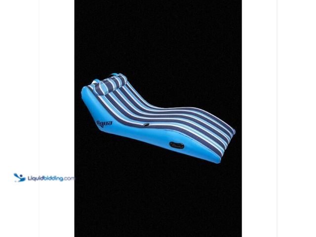 Lot 49-5454240 - Aqua LEISURE Ultra Cushioned Comfort Lounge Inflatable Pool Float with Pillow, Fabric, Blue. Model #...