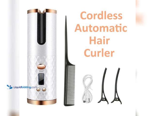 Lot 49-3481461 - Cordless Automatic Rotating Hair Curler Curling Iron Rose Gold - NEW - 60 minute Cordless &amp; rech...