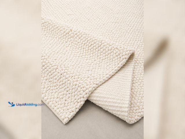 Lot 49-1630651 - S&L Homes Wool Cotton Hand Woven Chunky Knit Popcorn Rug (MSRP $450) - Ivory Contemporary Area Rug f...