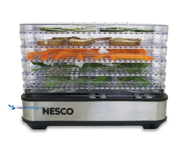 Lot 49-3566884 - NESCO 5-Tray Rectangular Food Dehydrator, 420W Adjustable Temp Food Dehumidifier with Digital Timer ...