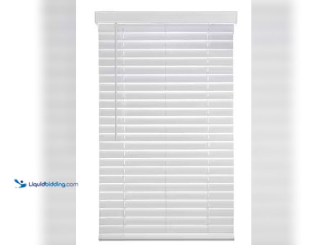 Lot 49-3615839 - Home Decorators Collection White Cordless Faux Wood Blinds for Windows with 2 in. Slats - 68.5 in. W...