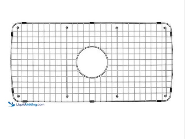 Lot 49-1625296 - 27.52 in. x 13.5 in. Center Drain Heavy-Duty Stainless-Steel Sink Grid, Model # NDG2713C, Unused, ha...