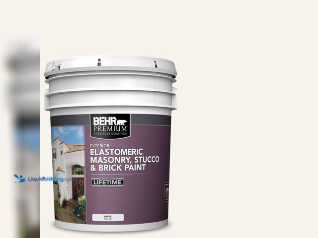 Lot 49-5412595 - Behr Premium 5 gal. Elastomeric Masonry, Stucco and Brick Exterior Paint, Model # 06805, Unused.