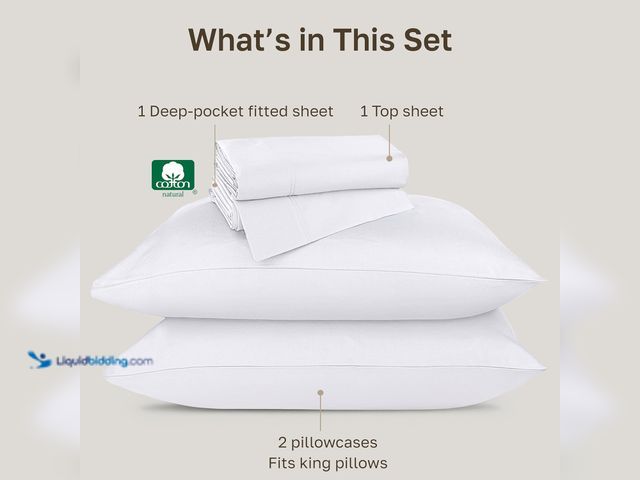 Lot 49-5539690 - California Design Den Luxury 800 Thread Count King Size Sheets Set - 100% Cotton Sheets, Soft Sateen...