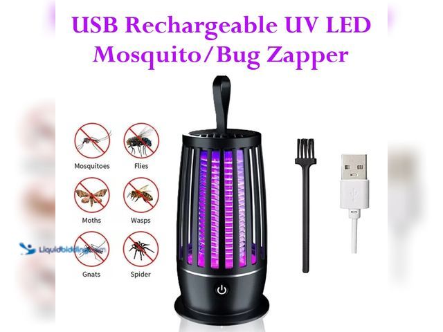 Lot 49-1616190 - USB Rechargeable UV LED Mosquito/Bug Zapper 5.31"T x 2.95"W Black - NEW - Safe for Indoor and Outdoo...
