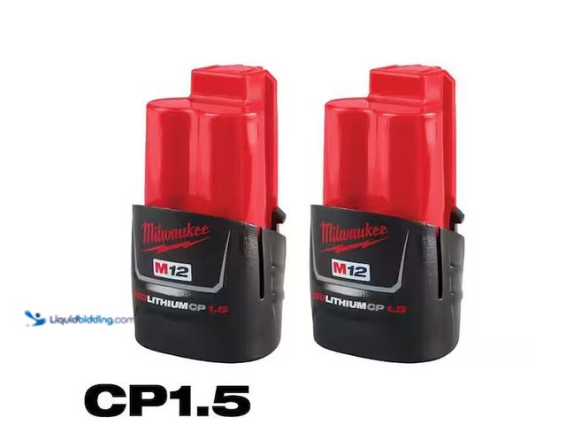 Lot 49-1576462 - Milwaukee M12 12-Volt 1.5 Ah Lithium-Ion Compact Battery Pack (2-Pack) Model # 48-11-2411, New, Fact...