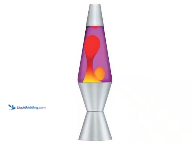 Lot 49-1569048 - Lava 14.5 in. Classic Lamp - Yellow Wax/Purple Liquid/Silver Base and Cap, Model # 21250400SP, Unuse...