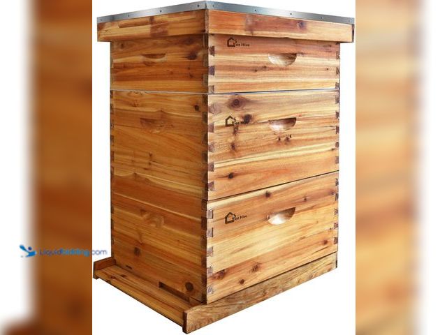 Lot 49-5410564 - 10-Frame Bee Hive Starter Kit for Beekeepers Dipped In 100% Beeswax Includes 2 Deep Box and 1 Medium...