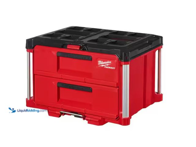 Lot 49-1622538 - Milwaukee PACKOUT 22 in. 2-Drawer Tool Box with Metal Reinforced Corners - Unused, Some Scuffs/Scrat...