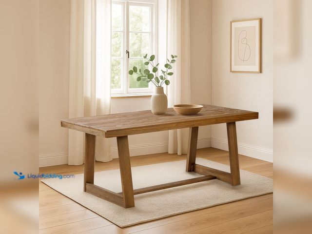 Lot 49-5487326 - Plank+Beam 72 Inch Farmhouse Dining Table, Solid Wood Rustic Kitchen Table, Large Wooden Rectangular...