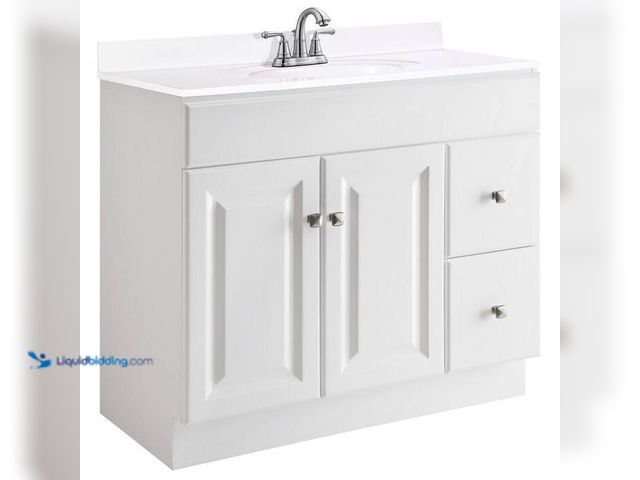Lot 49-2024441 - Design House Wyndham 36 in. W x 18 in. D Unassembled Bath Vanity Cabinet Only in White Semi-Gloss. M...