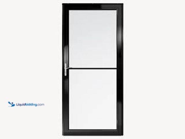Lot 49-5546004 - Anderson Black framed, LeftHand, glass door. Sized to fit opening 36" x80" Unused