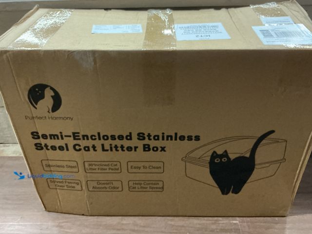 Lot 49-3512557 - Purrfect Harmony Semi- Enclosed Stainless Steel XL Litter Box (New) No Factory Image