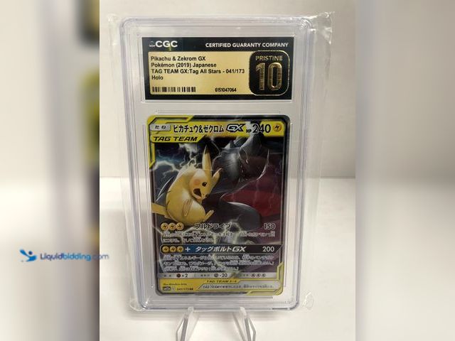 Lot 49-910526 - CGC 10 PRISTINE Japanese Pokemon 2019 Pikachu & Zekrom 041/173 Tag Team GX. Ref:COINS0723