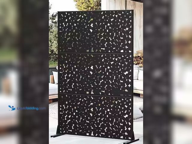 Lot 49-3639348 - Lirago 72 in. H x 47 in. W Outdoor Metal Privacy Screen Garden Fence Cobble Pattern Wall Applique in...