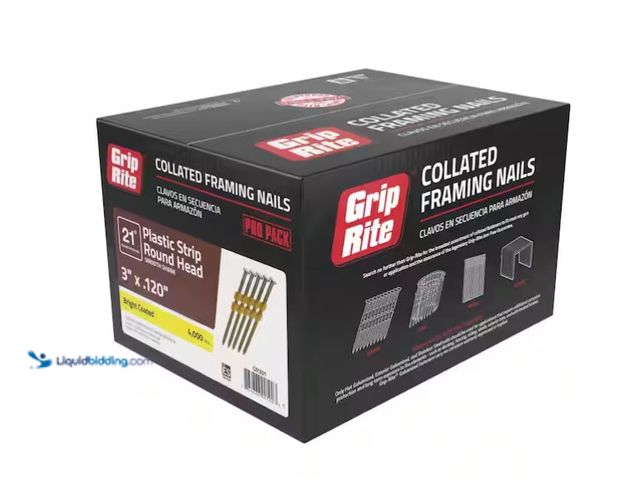 Lot 49-1575493 - 3 in. x 0.120 in. 21° Plastic Collated Bright Coated Smooth Shank Round Head Framing Nails 4000 per ...