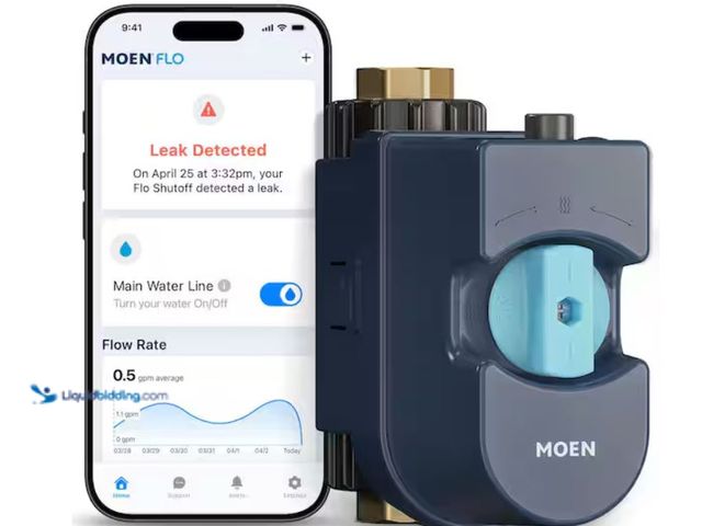 Lot 49-3614730 - MOEN Flo 3/4 in. Shutoff Whole-Home Leak Detector and Automatic Water Shutoff Valve with Brass Fitti...