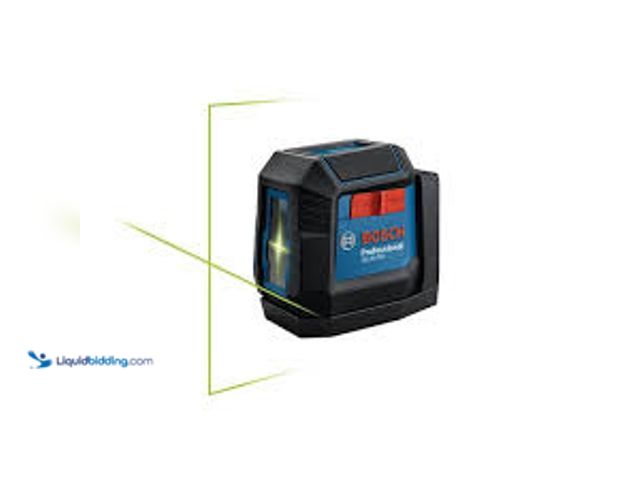 Lot 49-3540285 - Bosch 65 ft. Dual Power Battery Green Beam Self-Leveling Cross-Line Laser Level with Lithium Ion Bat...