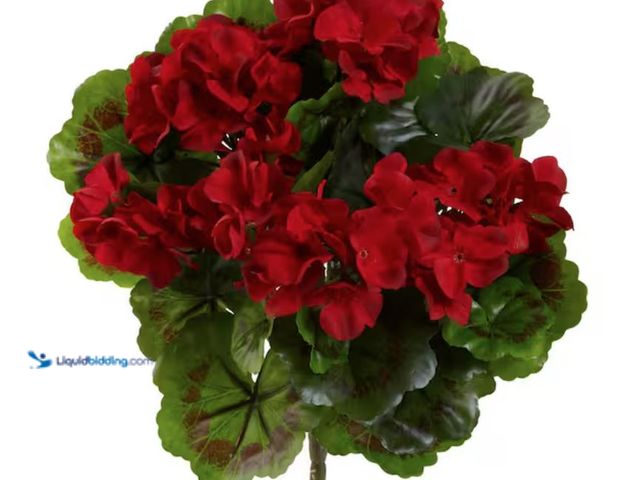 Lot 49-2001066 - Set of (4) Nearly Natural UV Resistant Indoor/Outdoor Geranium Artificial Bush, Model # 6140-S4-RD, ...