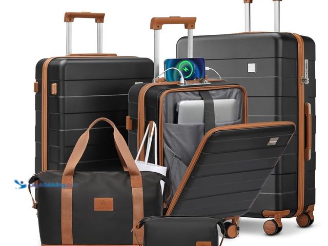 Lot 49-1516814 - imiomo Luggage Sets 5 Piece with TSA Locks, Hardside Carry On Suitcase Set with Spinner Wheel, Light...