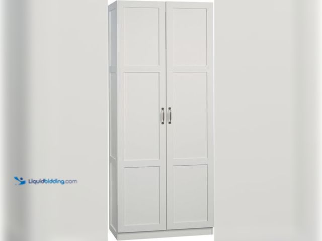 Lot 49-3470794 - Sauder Select Storage Cabinet/ Pantry cabinets, 16.1"D x 29.61"W x 71.1"H, White finish, Model # B01...