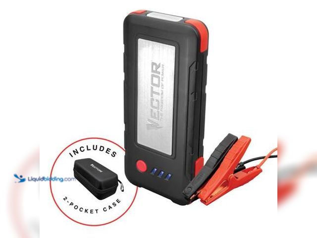 Lot 49-3565309 - VECTOR 1600 Peak Amp Automotive Lithium Jump Starter, Portable Power-USB-A(15W), USB-C(30W), Power I...