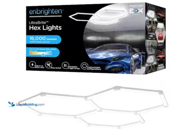 Lot 49-2020754 - Enbrighten UltraBrite Hex Lights 16Pack 16.5 in./1.45ft Integrated LED Strip Light Fixture White Dim...