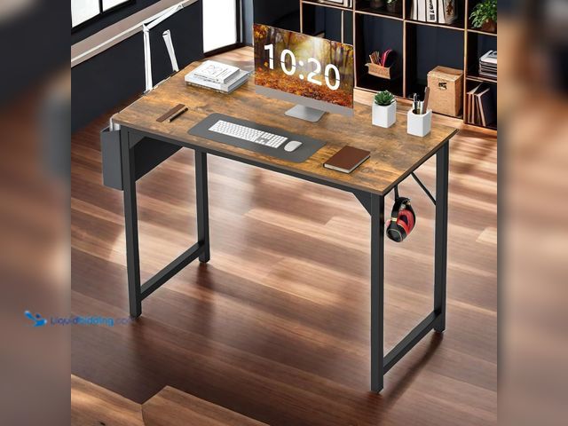 Lot 49-3531247 - Computer Desk with Storage Bag and Headphone Hook, 31 in Small Home Office Writing Study Desk Modern...