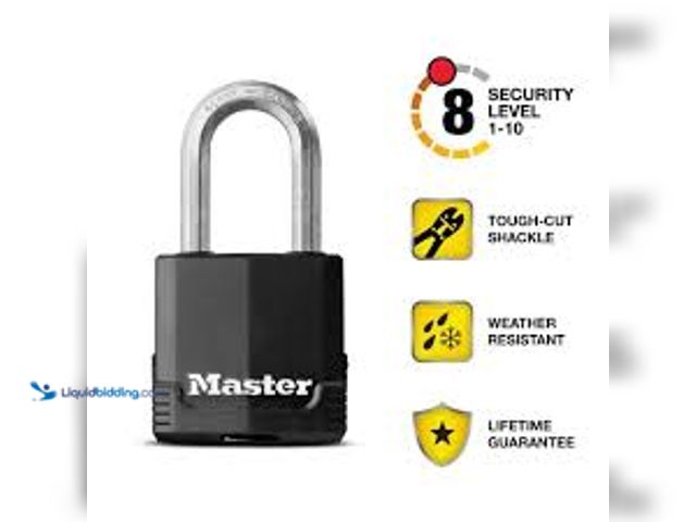 Lot 49-5488518 - QTY 4 - Master Lock Heavy Duty Outdoor Covered Padlock with Key, 1-7/8 in. Wide, 1-1/2 in. Shackle. ...