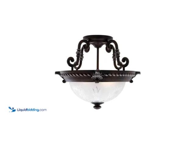 Lot 49-5413216 - Hampton Bay Bercello Estates 15 in. 2-Light Volterra Bronze Semi-Flush Mount New